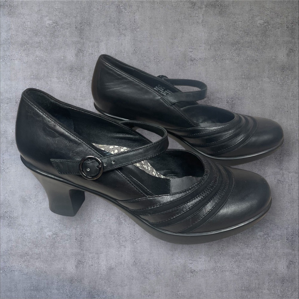 DANSKO Becca Black Leather Shoes Mary Jane Heels Womens 39 Comfort Closet Staple